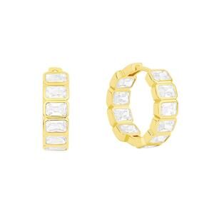 Now This CZ Hinged Hoop Earrings Gold-Tone | NWT